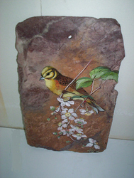 Peinture décorative sur pierre, technique à l'eau