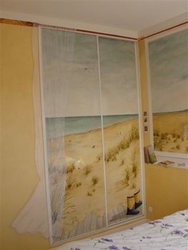 Trompe l'oeil, armoire coulissante, technique mixt