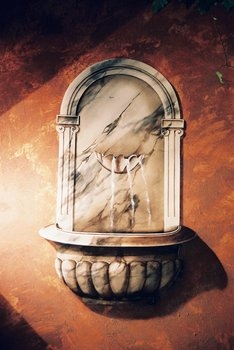 Trompe l'oeil, Fontaine de marbre, technique mixte